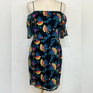Topshop Embroidered Colorful Cold Shoulder NWT Dress Size 8
